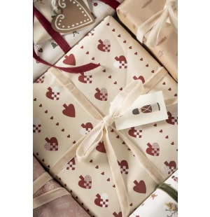 Ib Laursen lahjapaperi kuviollinen Braided Hearts 5m kuva