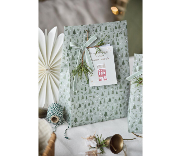 09989 00 ib laursen green christmas forest vihrea lahjapussi joulun lahjapussi paketointi jul julens gron gavopase 3 kuva