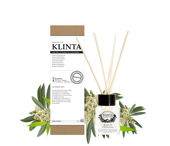 k0952 klinta huonetuoksu tuoksutikut bambu oliivi oliivinkukka rumsdoft doftpinnar bambu olivblomma kuva