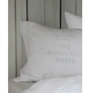 Käinby Heaven Linen tyynyliina logolla valkoinen 50x60cm kuva