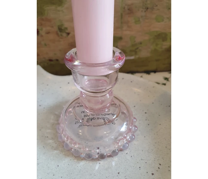 bloomingville pieni matala lasinen kynttilanjalka lasia vaaleanpunainen roosa 2 kuva