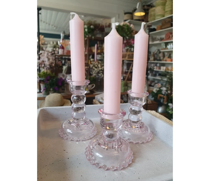 bloomingville pieni matala lasinen kynttilanjalka lasia vaaleanpunainen roosa 5 kuva