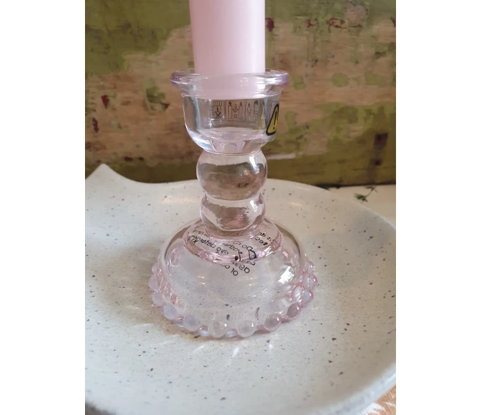 bloomingville pieni matala lasinen kynttilanjalka lasia vaaleanpunainen roosa kuva