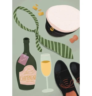 Putinki Kaisu Sandberg 2-osainen kortti - Yo-lakki, skumppa ja kengät kuva