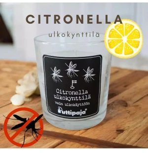 Puttipaja citronella ulkokynttilä lasipurkissa 50h kuva