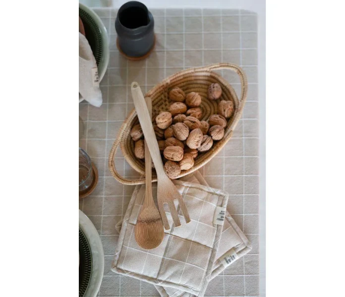 240350 020 09 patalappu beige keittio raidat valkoraidat luonnonvari 2 kuva