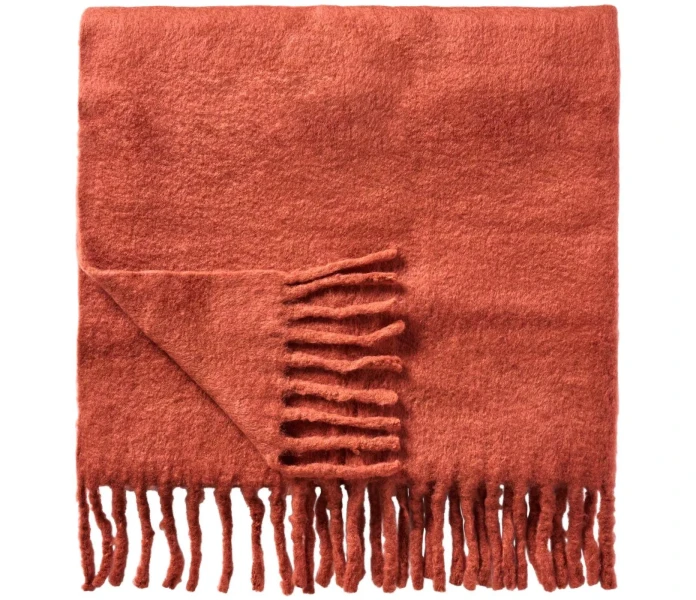 4600 70 ib laursen ruoste ruosteenpunainen punainen torkkupeitto villasekoitetta 130 x 170 cm kuva