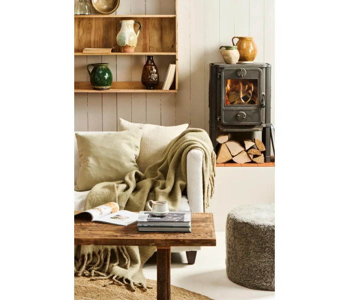 4600 29 ib laursen vihrea torkkupeitto villasekoitetta 130 x 170 cm 4 kuva