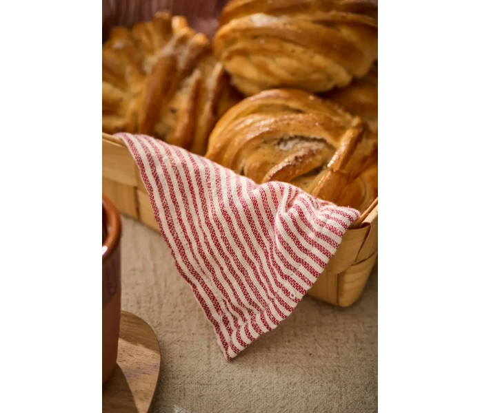 66161 33 ib laursen raidallinen punainen luonnonvalkoinen keittiopyyhe 2 kuva