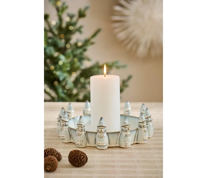 13826 11 ib laursen tonttukoristeinen kulho tonttu tontuilla harmaa 2 kuva