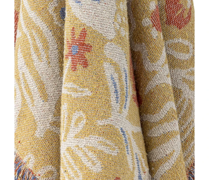 82066530 bloomingville reims torkkupeitto peitto keltainen kukallinen kukkakuvioinen 130 x 170 cm 4 kuva