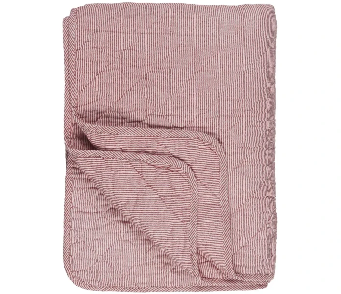 0788 33 ib laursen raidallinen tikattu peitto takki torkkupeitto punainen valkoinen kuva