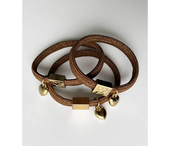 noordliving hiuslenkki rannekoru ruskea glitter kuva