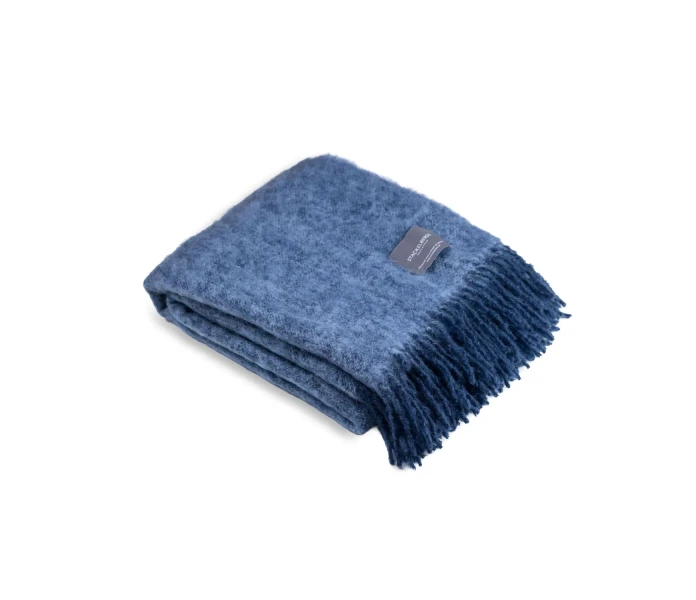 4190 Stackelbergs Mohair Denim Sly Blue Melange 130 x 170 cm mohairpeitto mohari torkkupeitto sininen kuva