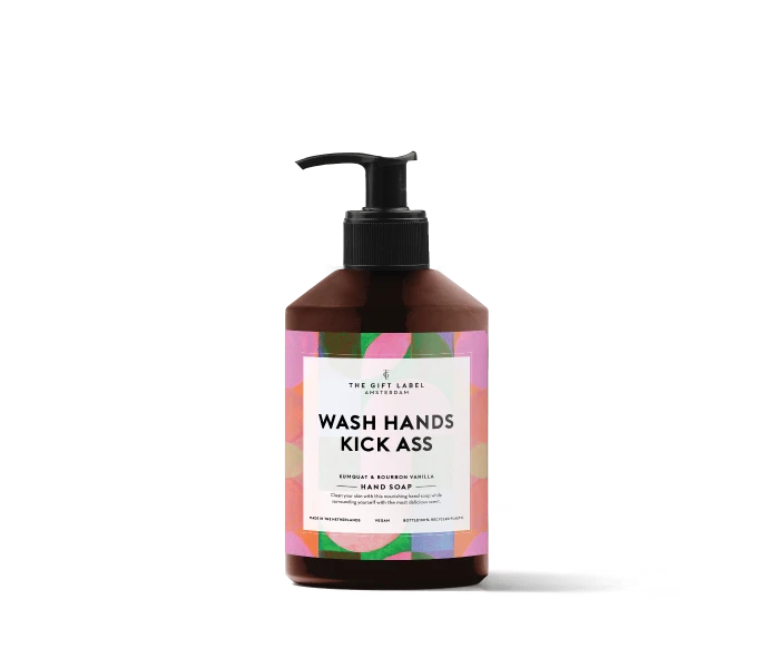 1011555 the gift label kasisaippua nestemainen saippua wash hands kick ass kuva