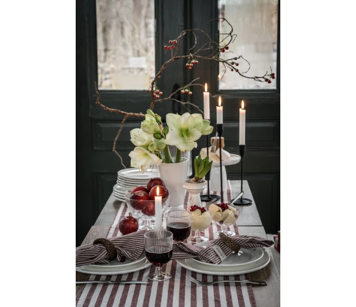 117519 ernst raidallinen kaitaliina puuvilla punainen valkoinen 45 x 250 cm 2 kuva