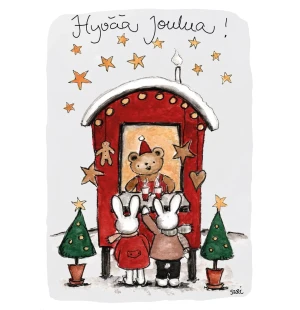 Putinki Sari's Artwork 2-osainen joulukortti - Nallen joulukoju kuva