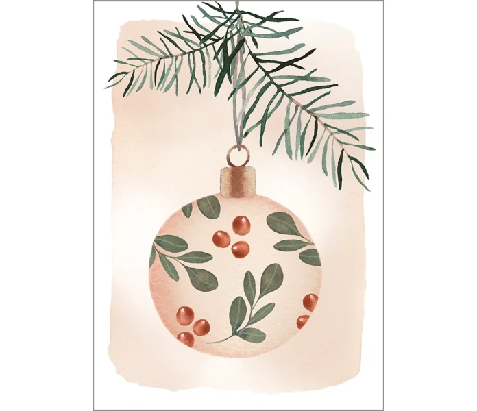 putinki henna adel joulukortti joulupallo havu oksa kuva