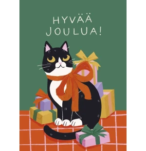 Putinki Kaisu Sandberg Joulukortti - Helvi-kissa rusetti kaulassa, Hyvää joulua! kuva