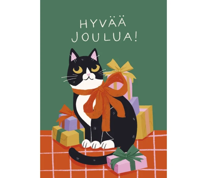 putinki kaisu sandberg joulukortti helvi kissa rusetti hyvaa joulua kuva