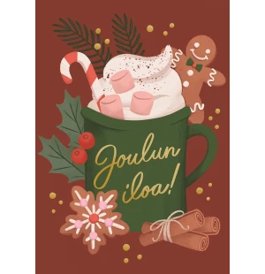 Putinki Kaisu Sandberg joulukortti - "Joulun iloa" karkkikaakao kuva