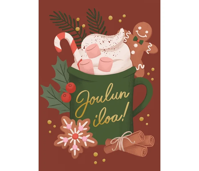 putinki kaisu sandberg joulukortti karkkikaakao kaakaomuki joulun iloa kuva
