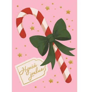 Putinki Kaisu Sandberg joulukortti - "Hyvää joulua" karkkikeppi kuva