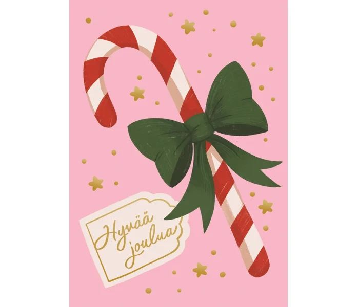 putinki kaisu sandberg joulukortti karkkikeppi pinkki hyvaa joulua kuva