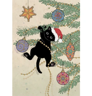 Putinki Bug Art 2-osainen joulukortti - Christmas Kitty kuva