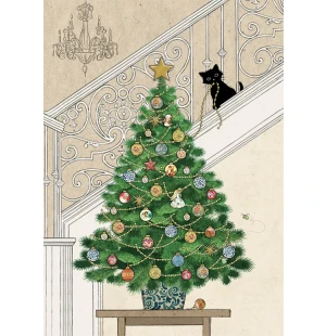 Putinki Bug Art 2-osainen joulukortti - Joulukuusi ja kissa kuva