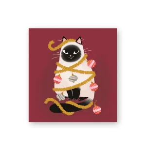 Putinki Kaisu Sandberg pakettikortti joulu - Kissa ja joulupallot kuva