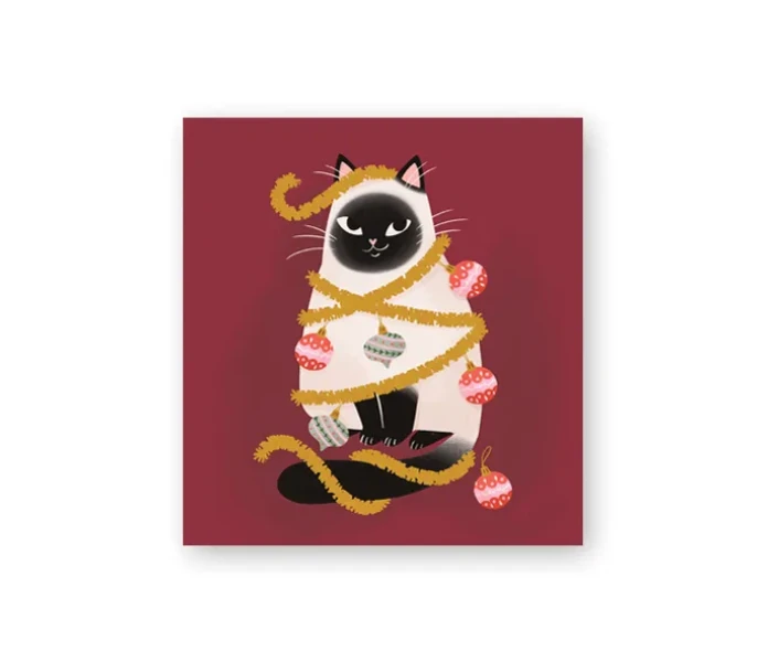 putinki kaisu sandberg joulu pakettikortti kissa joulupallot kuva