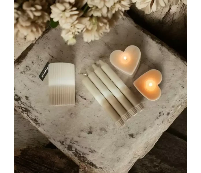 puttipaja raidallinen kruunukynttila kaakao puuteri harmaa 2 kuva