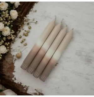 Puttipaja dip dye -kruunukynttilä kaakao-puuteri-harmaa 20 cm kuva