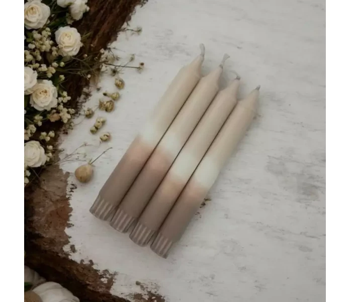 puttipaja raidallinen kruunukynttila kaakao puuteri harmaa kuva