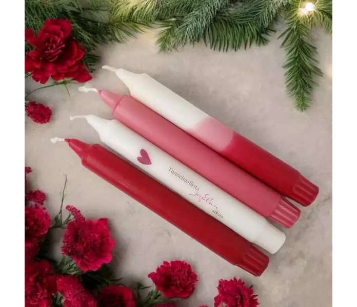 puttipaja kruunukynttila dip dye viini punainen kuva