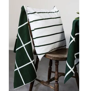 Storefactory Karlstorp raidallinen tyynynpäällinen valkoinen / vihreä 48 × 48 cm kuva