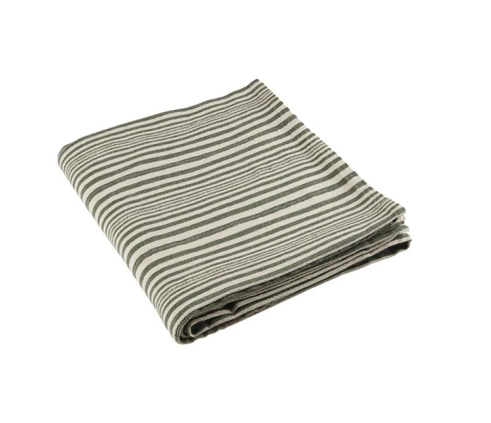 230303 222 40 fondaco karin raidallinen vihrea beige poytaliina 145 x 250 cm kuva