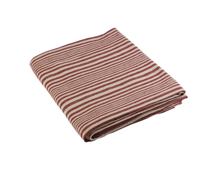230303 222 60 fondaco karin raidallinen punainen beige poytaliina 145 x 250 cm kuva