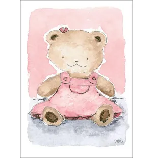 Putinki Sari's Artwork postikortti roosa - Nalle  kuva