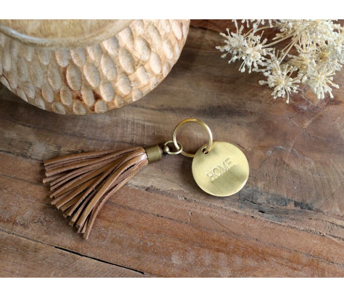 39083620 chic antique home avaimenpera ruskea nahka brun lader nycklering kuva