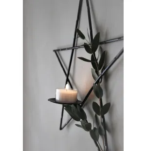Majas Cottage metallitähti lämpökynttilälle musta 31cm kuva
