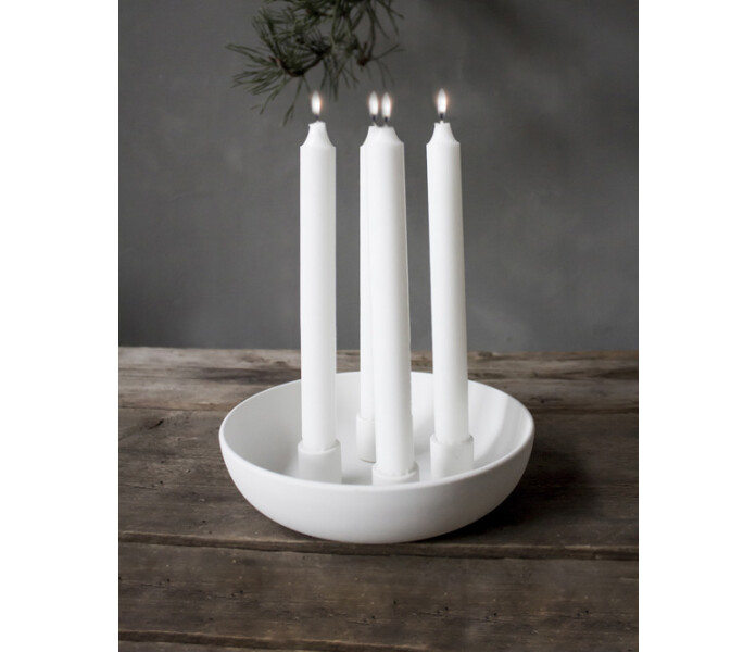 203150 storefactory granholmen kynttilanjalka kynttilakulho neljalle kynttilalle valkoinen ljusskal ljusstake for fyra kronljus vit kuva