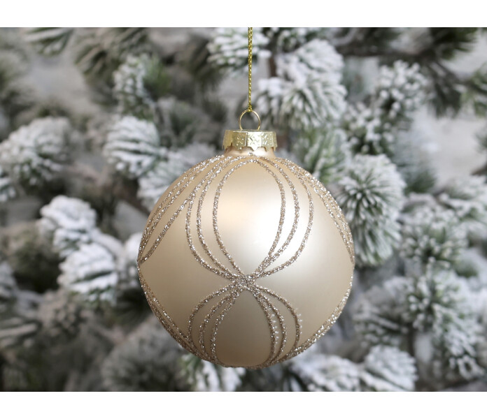 51917 18 51917 18 chic antique joulupallo lasipallo latte ruusukulta glitter julkula glas 8 cm 2 kuva