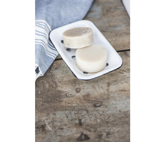 0447 11 ib laursen valkoinen emali 2 kaksi osainen saippua alusta saippua kuppi vit emalj tval fat 3 kuva