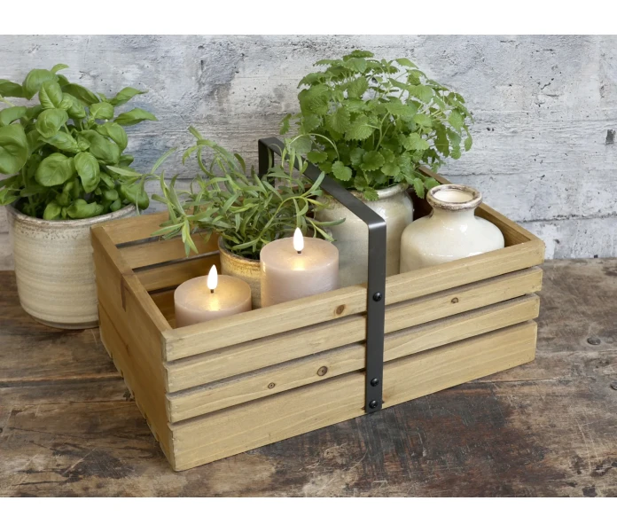 41062100 chic antique kahvallinen puinen laatikko puulaatikko kantokahvalla kuva