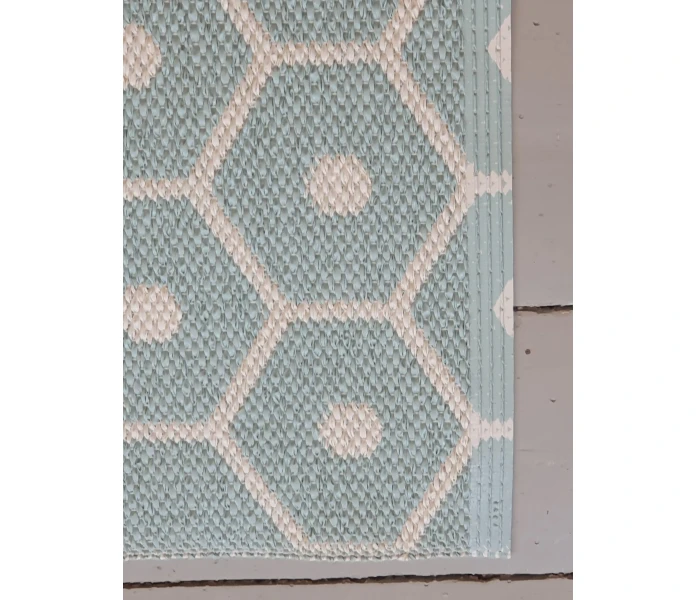 pappelina odd rare honey pale turquoise vanilla muovimatto sisamatto ulkomatto ulkokayttoon ovimatto vaalea turkoosi sininen vanilja valkoinen 70 x 60 cm 3 kuva