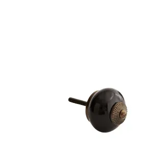 Madam Stoltz nuppi musta/messinki 4 cm kuva