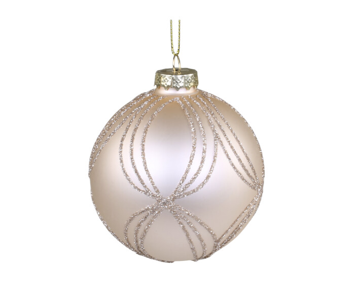 51917 18 chic antique joulupallo lasipallo latte ruusukulta glitter julkula glas 8 cm kuva