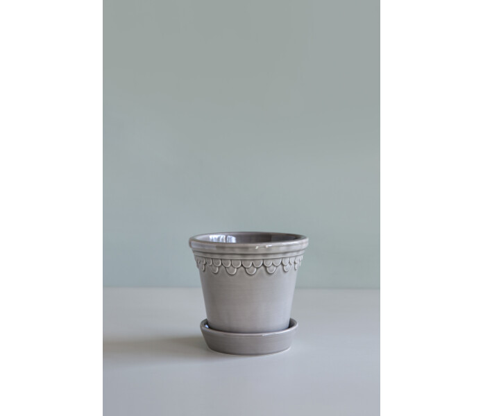 bergs potter copenhagen pearl grey lasitettu ruukku saviruukku harmaa graglaserad kruka lerkruka 1 kuva